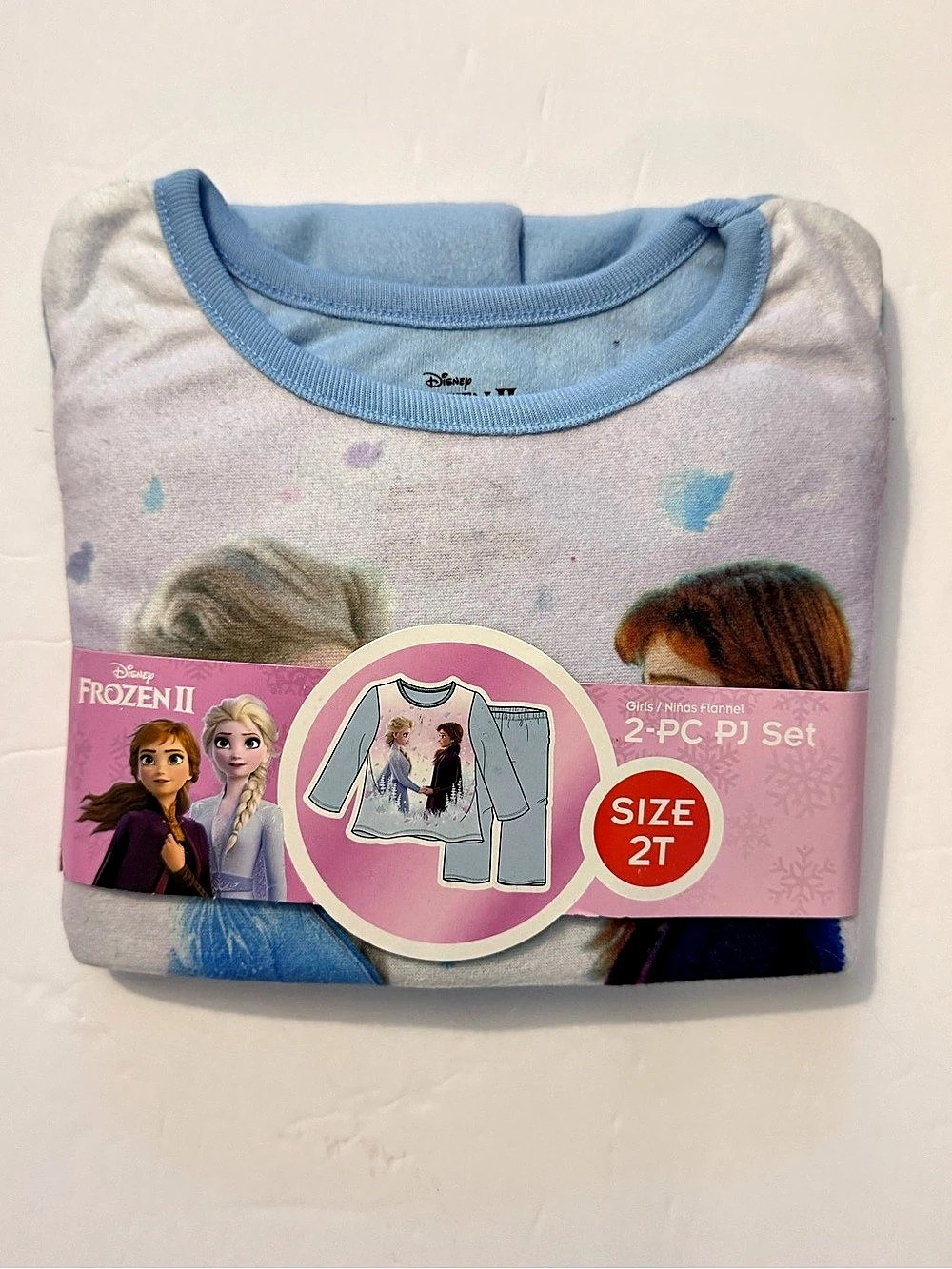 Disney Frozen II 2-PC Flannel PJ Set Girls 2T Blue & Pink